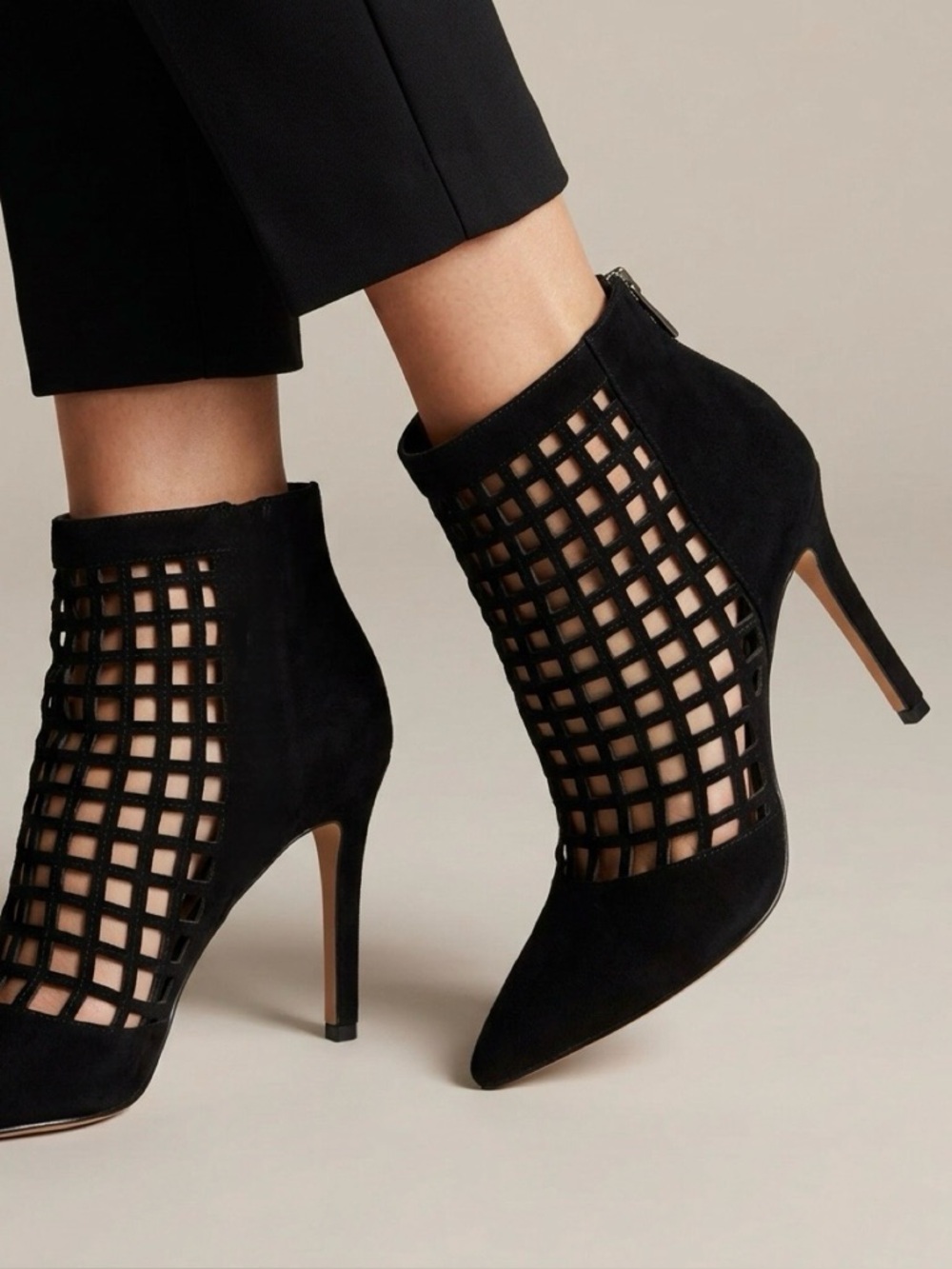 Aldo | Lavinia Black Suede Caged Stiletto Heels